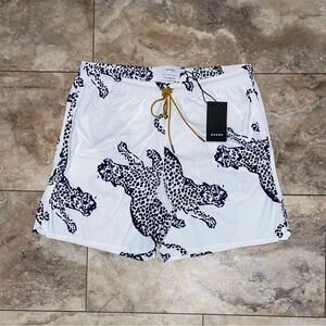 Rhude Leopard Swim Shorts White Size XL